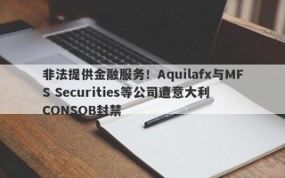 非法提供金融服务！Aquilafx与MFS Securities等公司遭意大利 CONSOB封禁