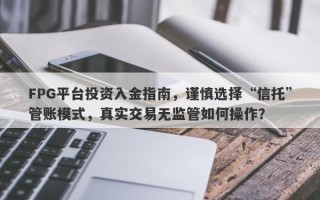 FPG平台投资入金指南，谨慎选择“信托”管账模式，真实交易无监管如何操作？