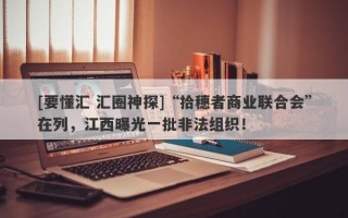 [要懂汇 汇圈神探]“拾穗者商业联合会”在列，江西曝光一批非法组织！