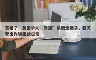 真相了！美国华人“网遇”杀猪盘骗子，聊天套出诈骗团伙日常