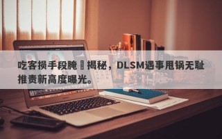 吃客损手段腌臜揭秘，DLSM遇事甩锅无耻推责新高度曝光。