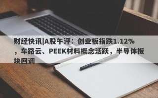 财经快讯|A股午评：创业板指跌1.12%，车路云、PEEK材料概念活跃，半导体板块回调