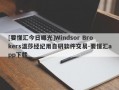 [要懂汇今日曝光]Windsor Brokers温莎经纪用自研软件交易-要懂汇app下载