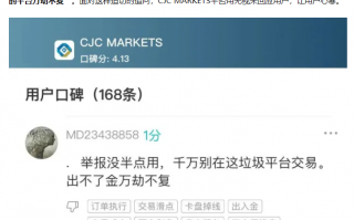 券商CJC Markets口碑炸裂，大量客诉无法出金！