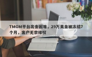 TMGM平台出金困难，29万美金被冻结7个月，客户无奈维权