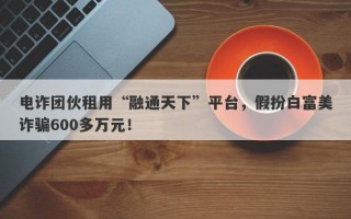 电诈团伙租用“融通天下”平台，假扮白富美诈骗600多万元！