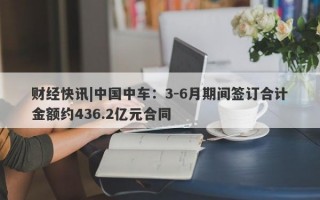 财经快讯|中国中车：3-6月期间签订合计金额约436.2亿元合同