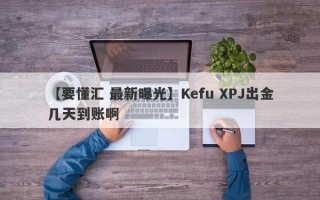 【要懂汇 最新曝光】Kefu XPJ出金几天到账啊
