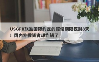 USGFX联准国际约定的赔偿期限仅剩8天！国内外投资者却炸锅了