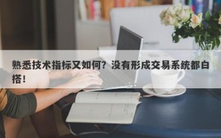 熟悉技术指标又如何？没有形成交易系统都白搭！