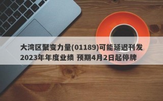 大湾区聚变力量(01189)可能延迟刊发2023年年度业绩 预期4月2日起停牌